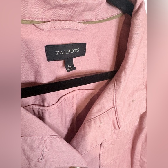 Talbots Safari Jacket | Dusty Pink Cotton Twill Utility Jacket | Size XL - Picture 5 of 10